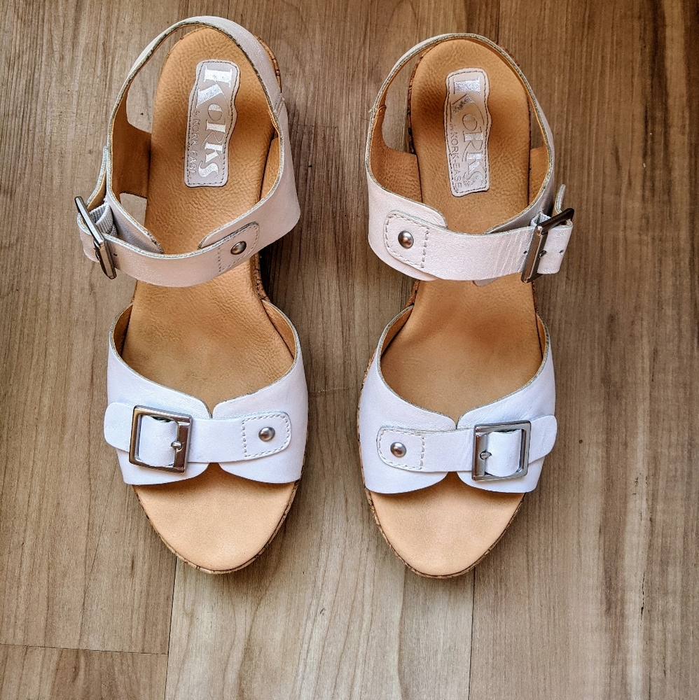 Kork-Ease Size 8 Platform White Sandals Clogs Cork - Picture 8 of 8